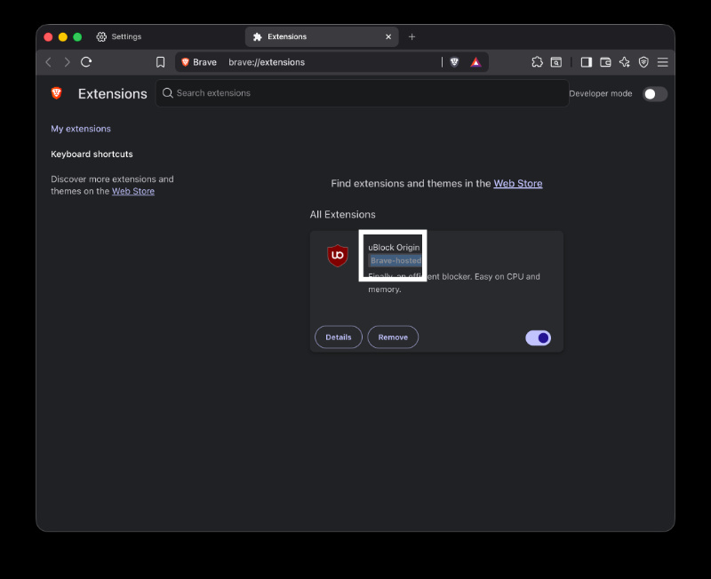 Brave-hosted extensions.