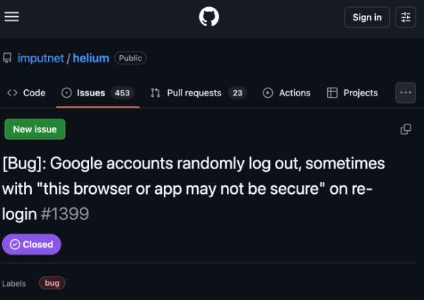 GitHub Helium report.
