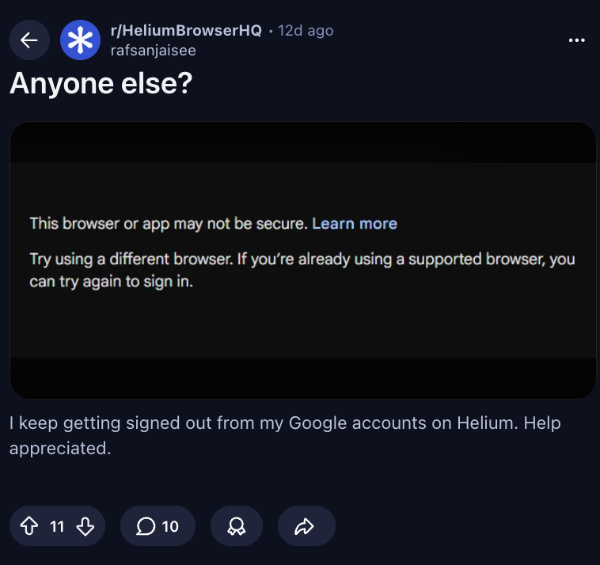 Helium issue.