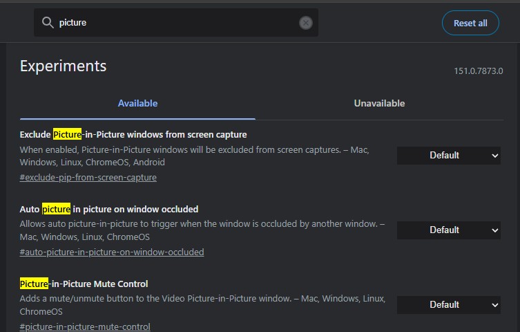 Chrome-PiP-when-video-occluded-flags-in-Canary
