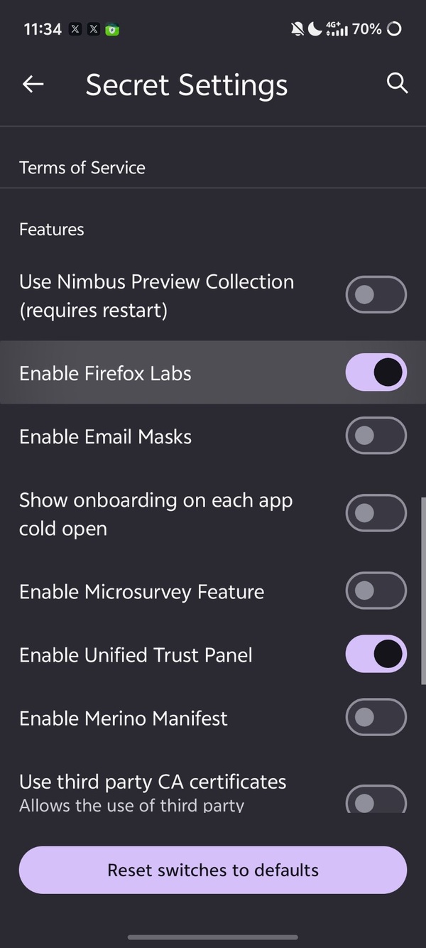 Firefox Labs.