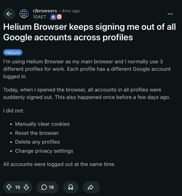 Reddit post Helium.