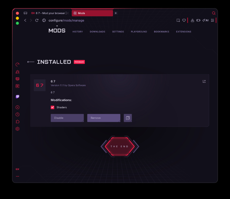 Installed mods.