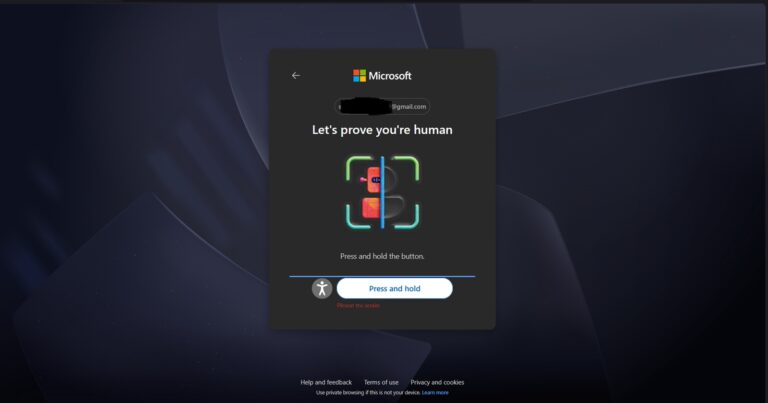 How to fix the Microsoft account ‘Press and hold the button’ CAPTCHA verification loop