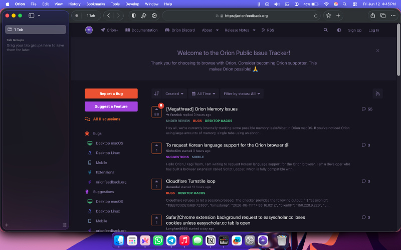 Regular tab view.