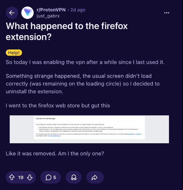 ProtonVPN reddit issues.