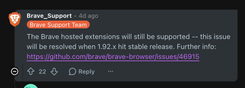 Reply from Brave.