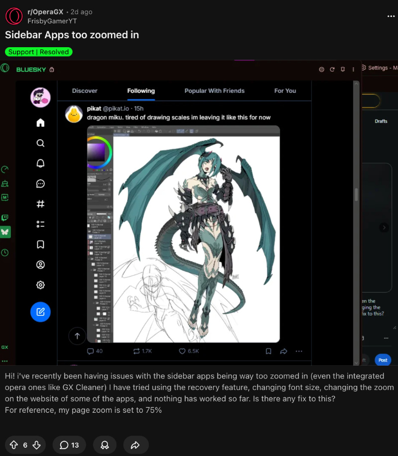 Reddit post about Opera issue.