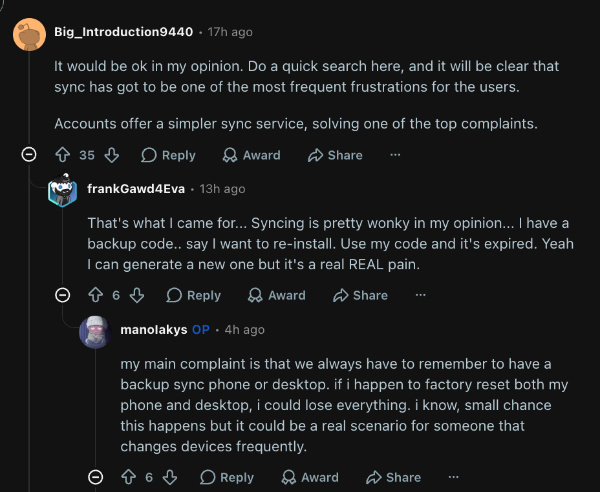 Reddit comments.