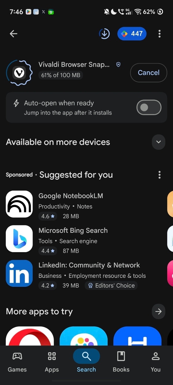 Play Store Vivaldi.