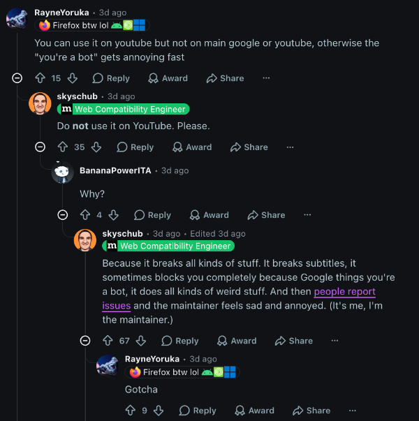 Don't use Chrome Mask on YouTube.