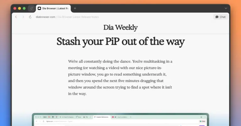 Dia browser just eliminated the biggest headache of Picture-in-Picture