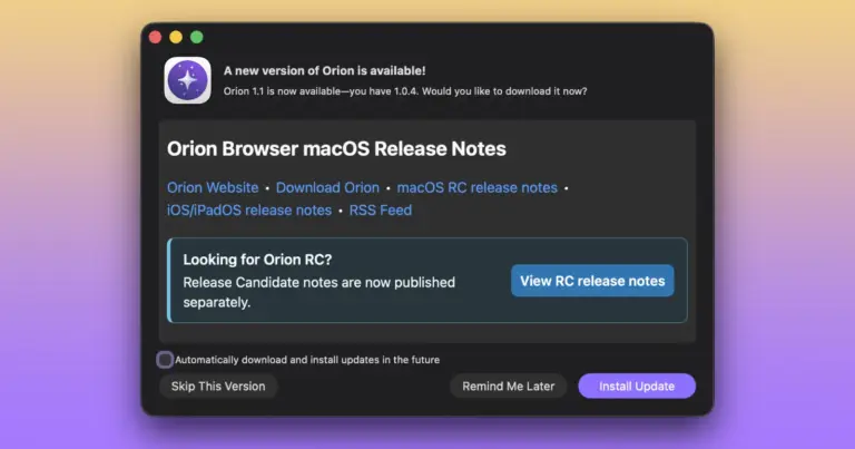 Orion Browser v1.1 launches with native Containers and custom window borders