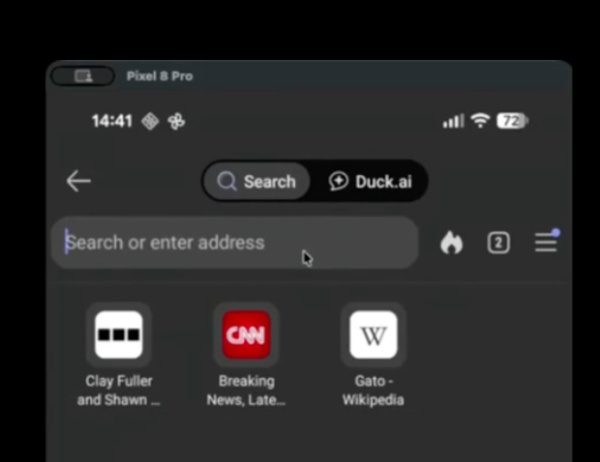 DuckDuckGo toggle.