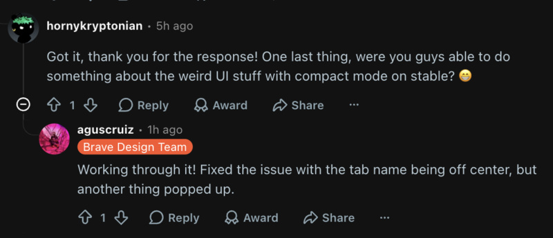 Compact mode bug fixes.