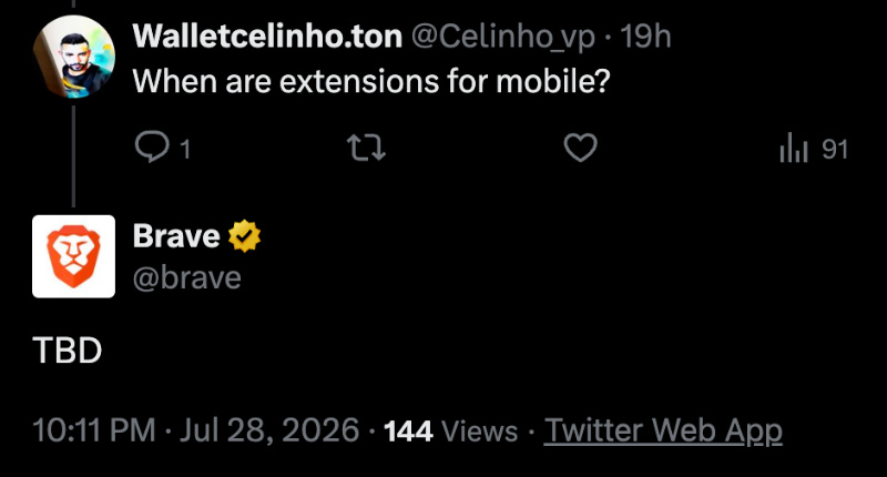 Brave extension support Android.