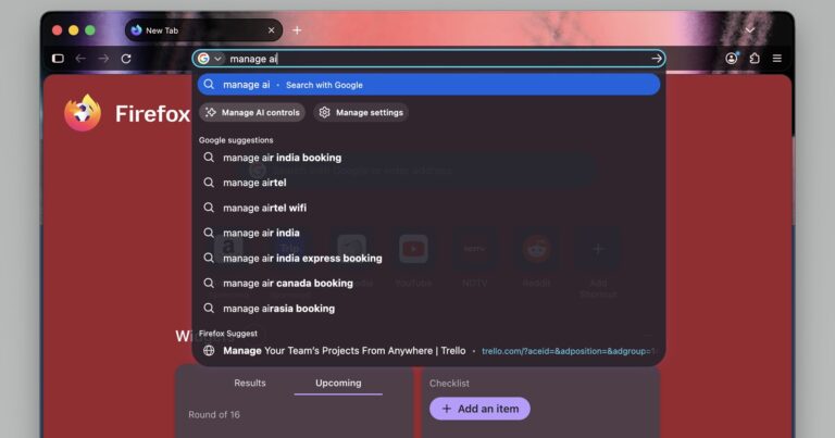 Firefox adds ‘Manage AI’ shortcut in search bar to easily control AI features
