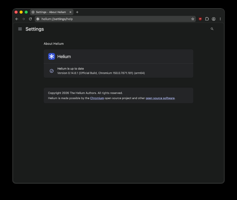 Helium update page.