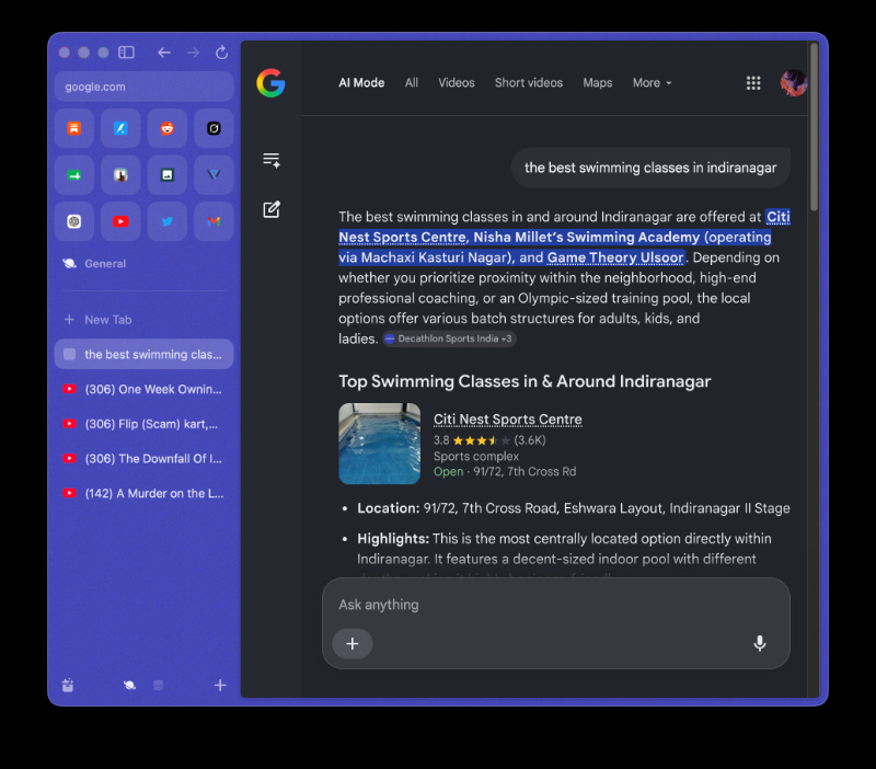 Search for classes AI Mode.