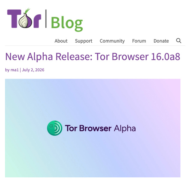 Tor changelog.