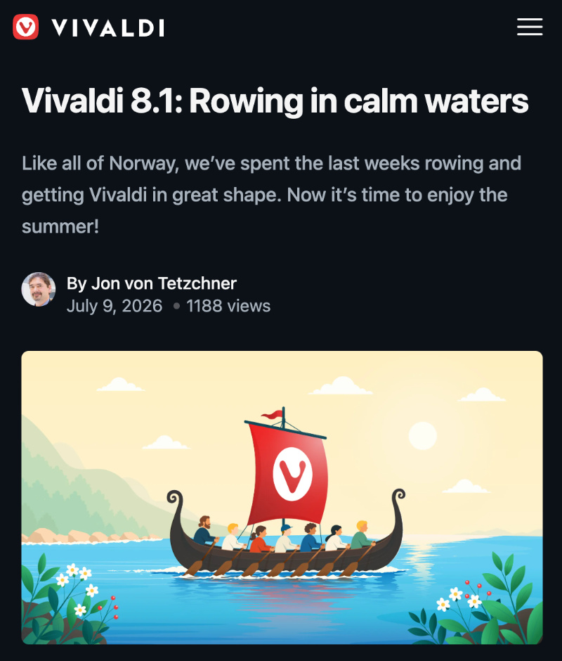 Vivaldi blog screenshot.