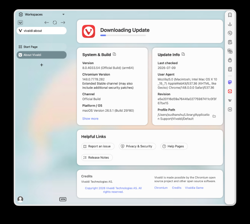 Vivaldi update.