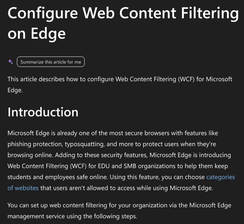 Web content filtering.