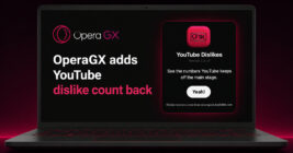 OperaGX just brought back the YouTube dislike counter