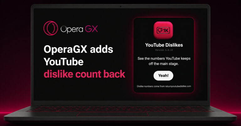 OperaGX just brought back the YouTube dislike counter