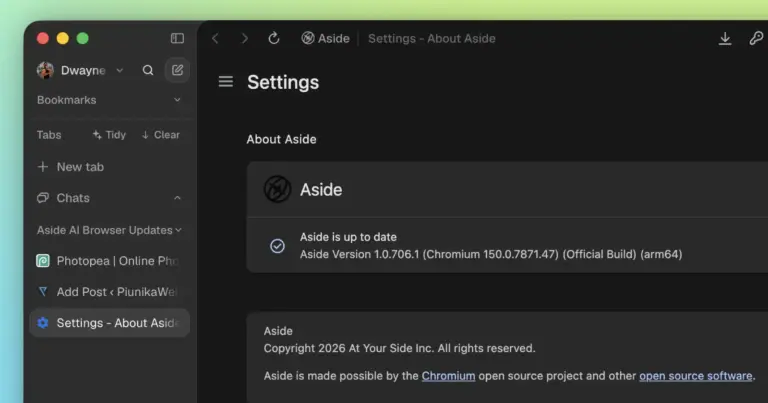 Aside says its AI browser is now faster, lighter, and better at keeping up with Chromium