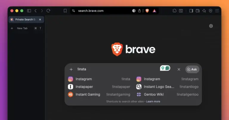 Brave Search integrates over 12,000 bang shortcuts into its auto-suggest menu