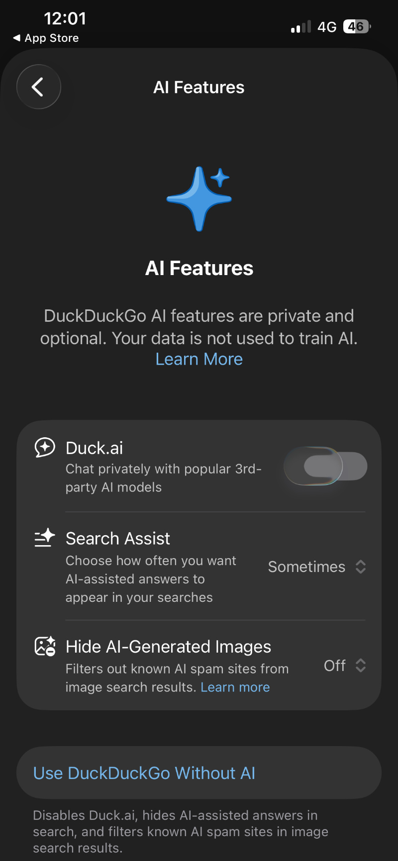 AI toggle.