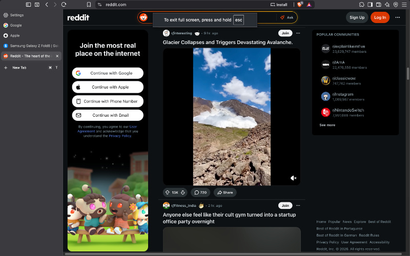 Brave fullscreen compact mode.