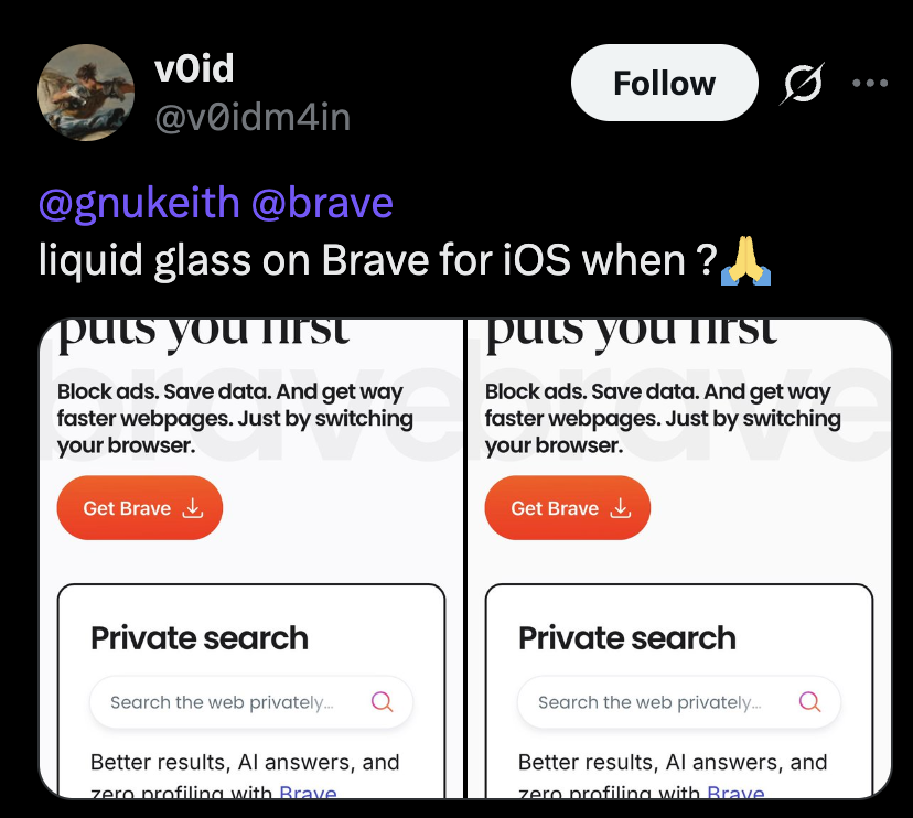 Brave liquid glass enquiry.