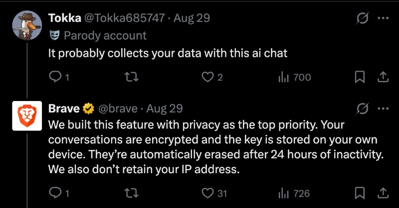 Brave privacy concerns response.