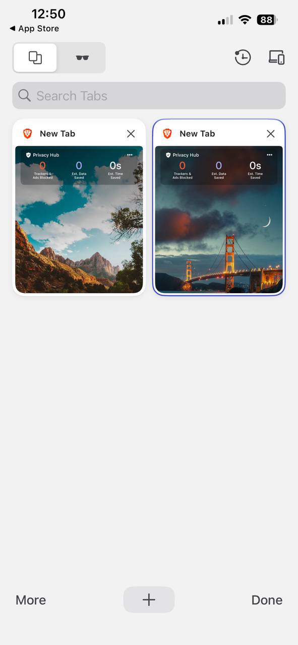 Brave normal tab switcher design.