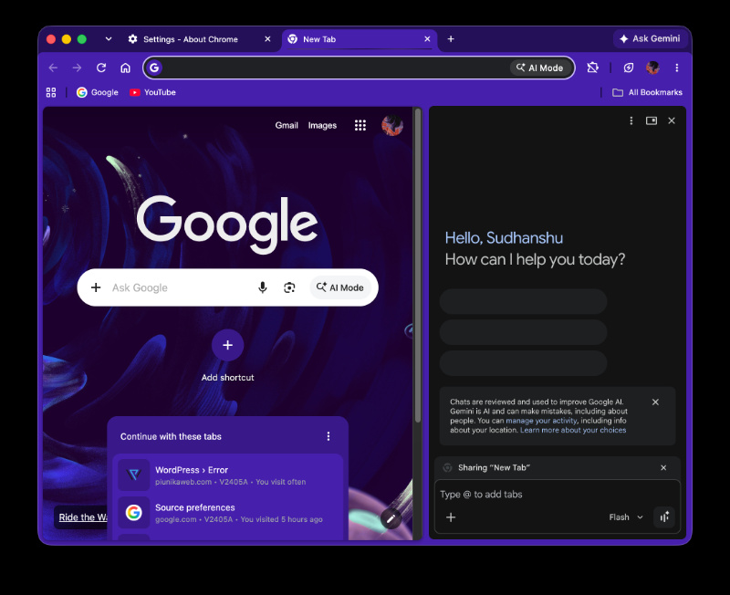 Chrome Canary screenshot.