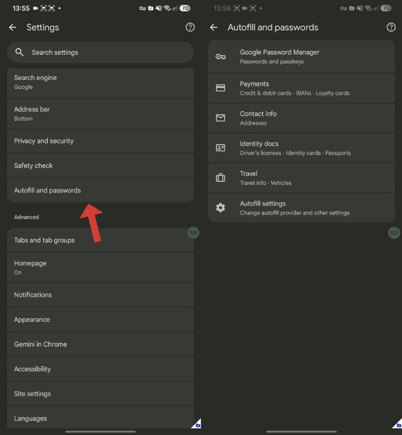 Chrome latest settings menu.