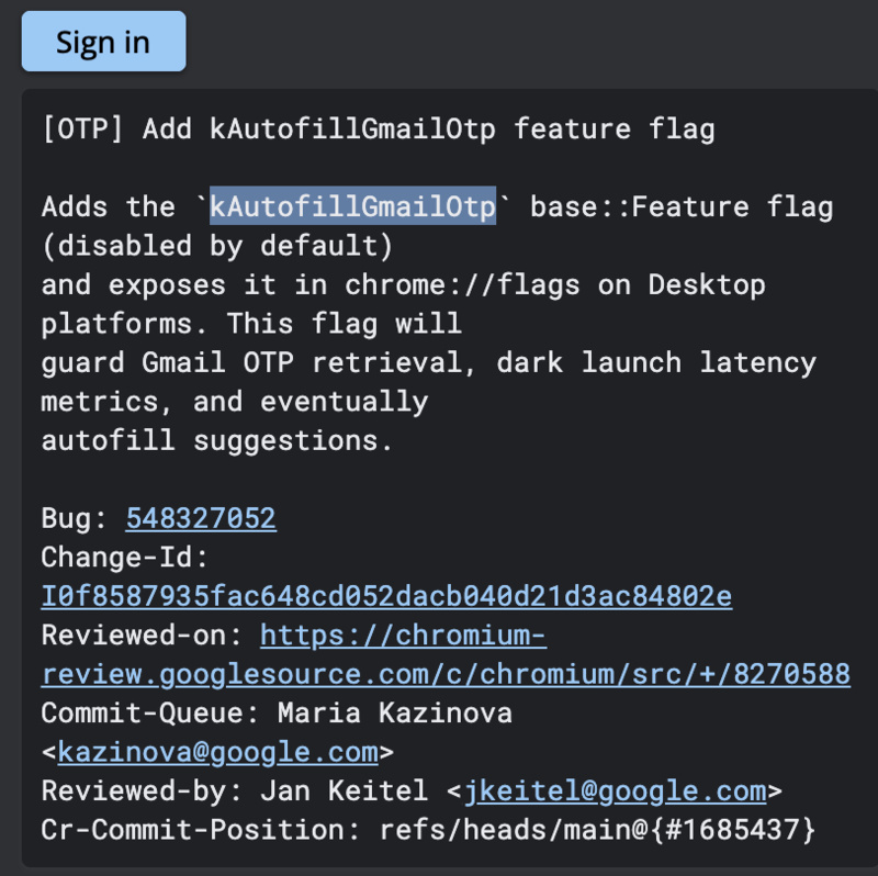 Chromium commit.
