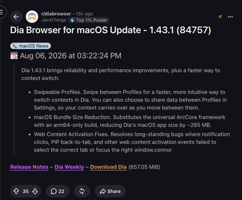 Reddit changelog.