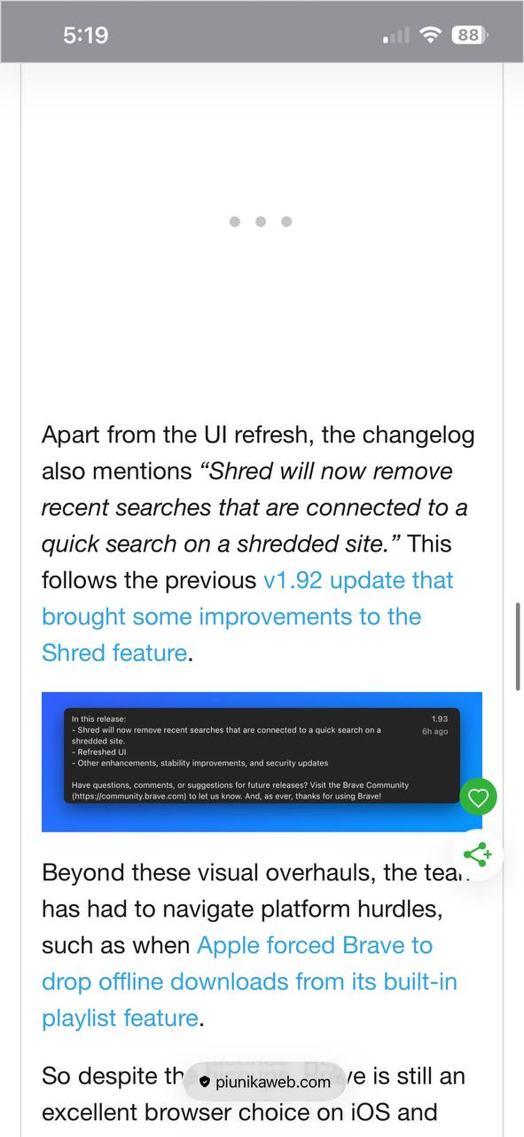 Firefox beta screenshot.