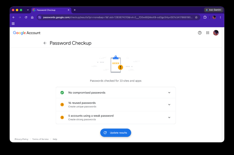 Password checkup