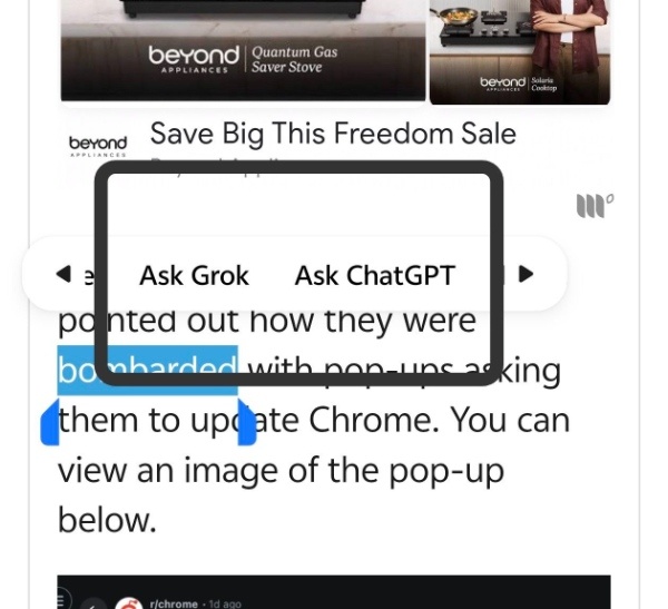 Ask Grok image. No Gemini found.
