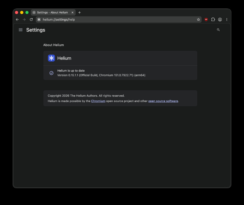 Helium latest version.