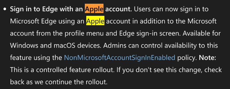 Microsoft page explaining Edge beta.