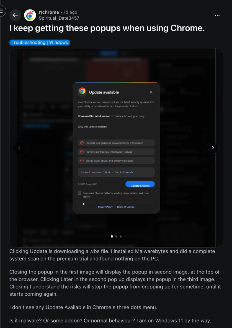 Reddit post pop up