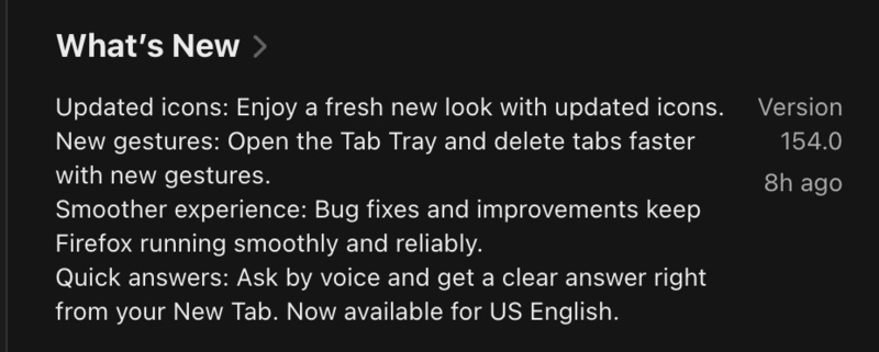 Changelog screenshot.