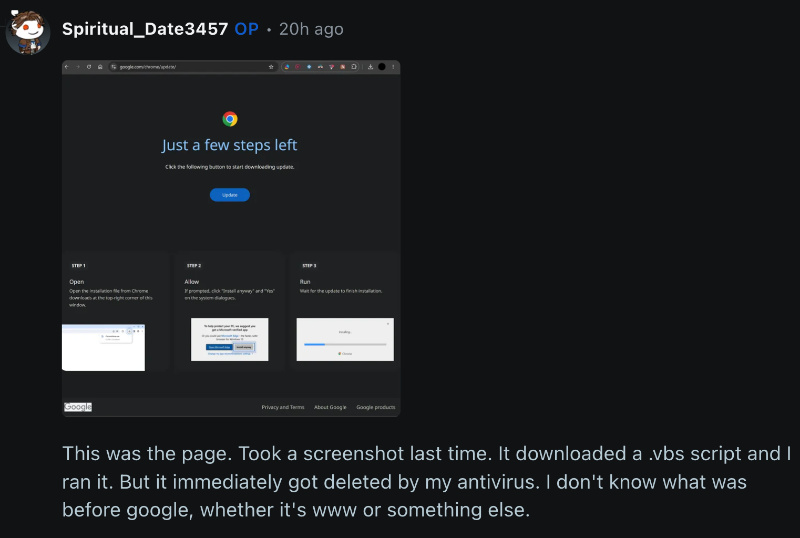 Fake Chrome update.