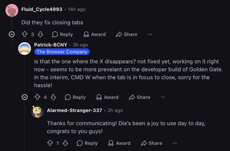 Employee response.