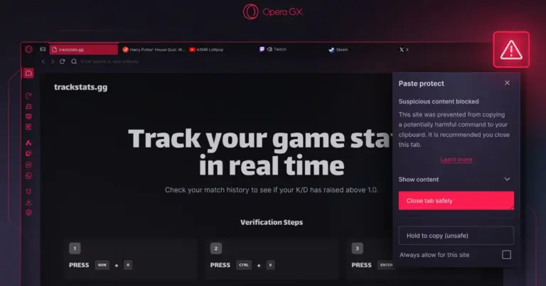 Opera GX adds the powerful clipboard protection tool first introduced in Opera